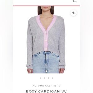 Autumn Cashmere Light Gray and Soft Pink Boxy Cardigan Size Small